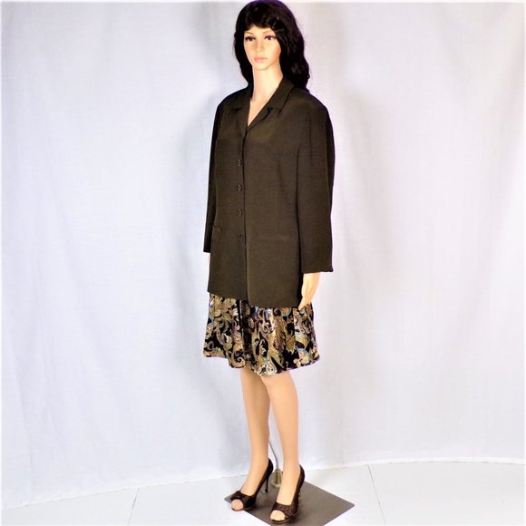 DUE PER DUE size 14 Jrs. brown 100% silk blazer - Picture 11 of 13